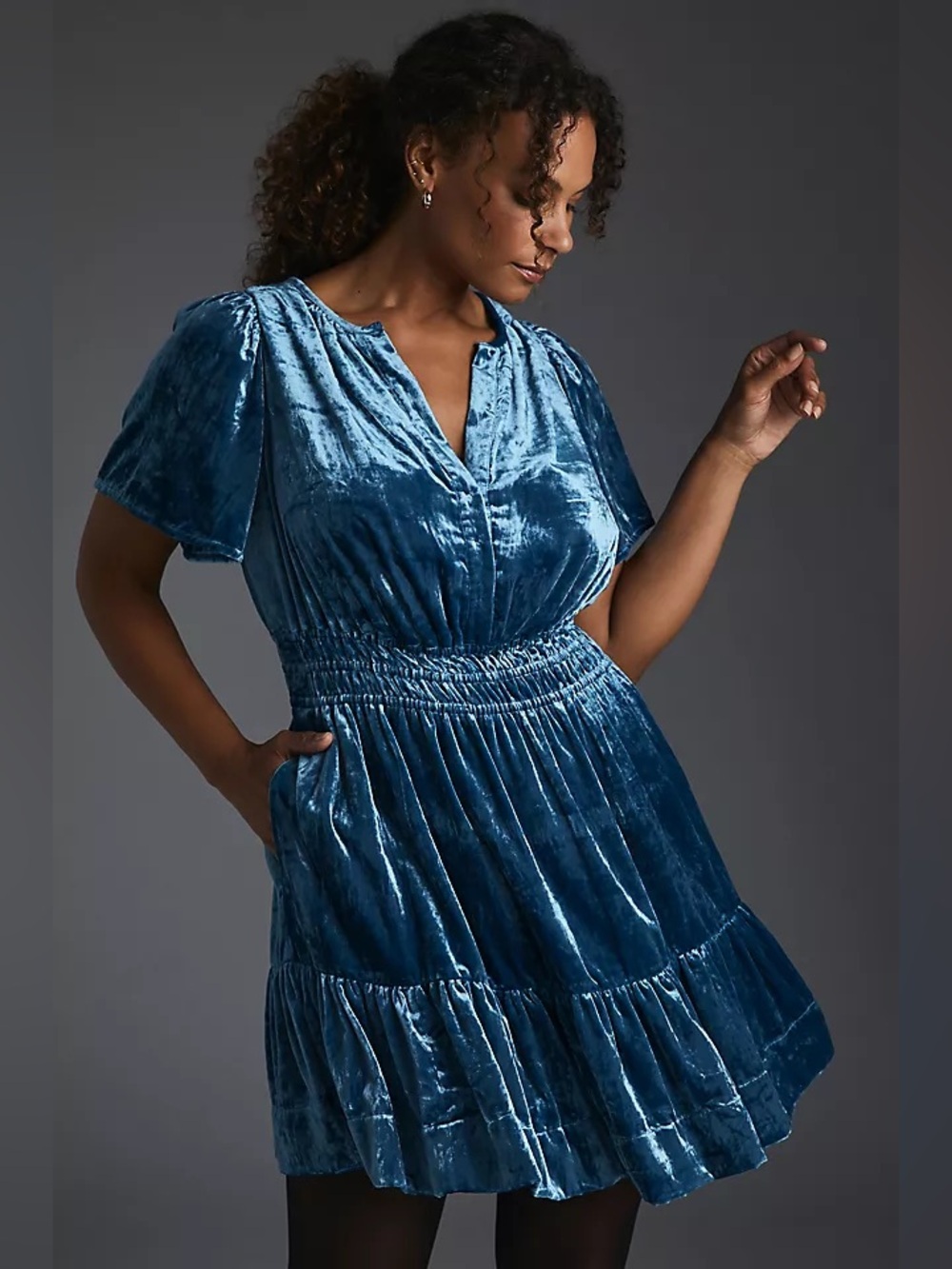 Anthropologie The Somerset Mini Dress Velvet Edition Size M